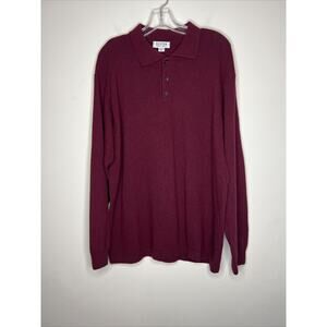 Poeta Moda Men’s Sweater Size XL Maroon Wool Cashmere Blend Collar Made In Italy